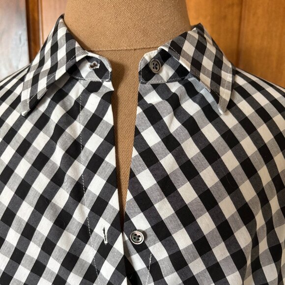 Go Silk Brand Black and White Gingham Button Down Shirt Tunic. NWOT. - Picture 2 of 5